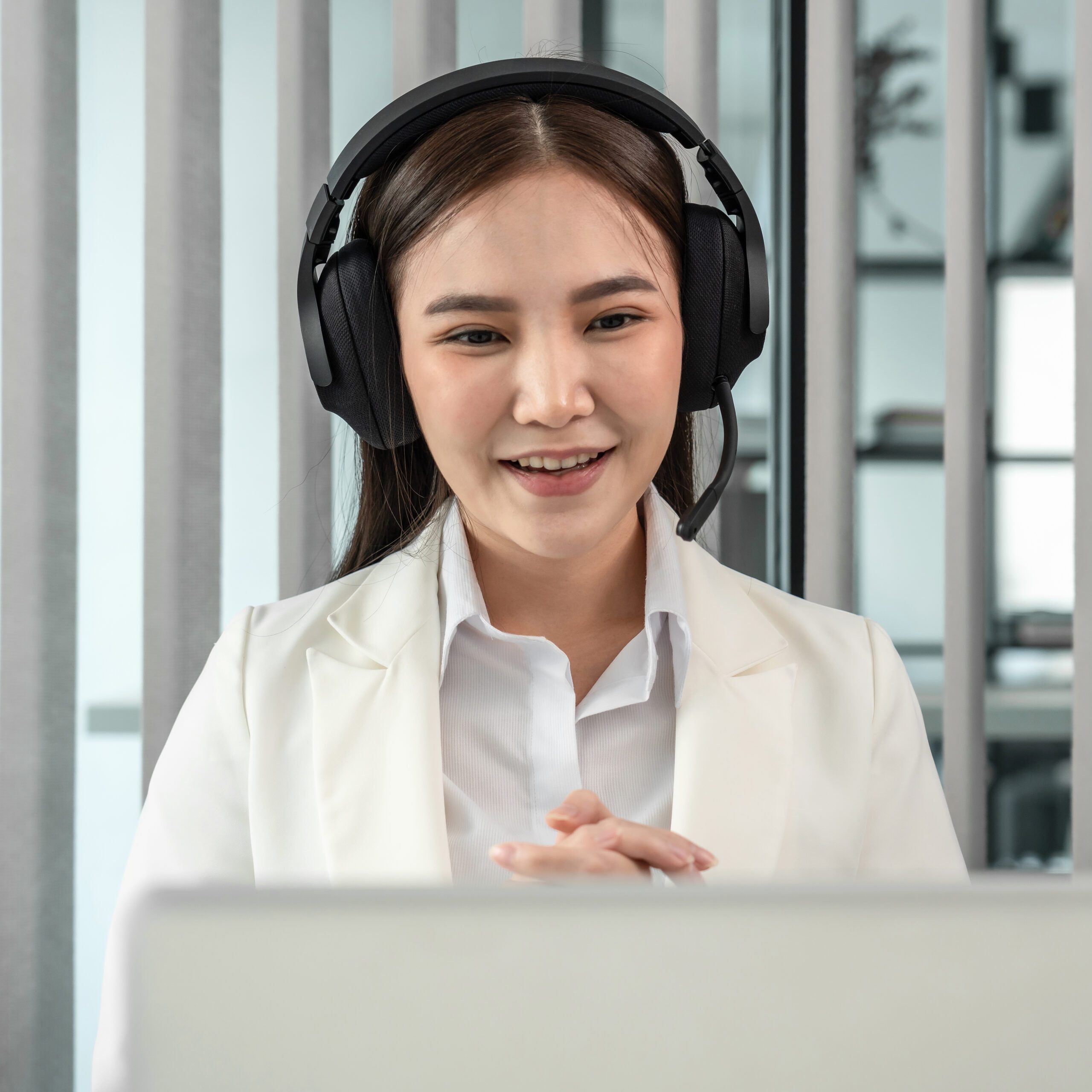 Female call center provides information to a customer calling for help, Contact us, Service