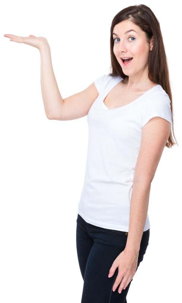 Woman with hand present